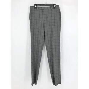 ENGLISH LAUNDRY Men's Suit Dress Pants 38R Grey Slim Fit Wool Windowpane NWOT